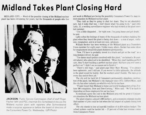 Midland Nuclear Power Plant (Cancelled) - June 1984 Local Leaders Express Frustration (newer photo)